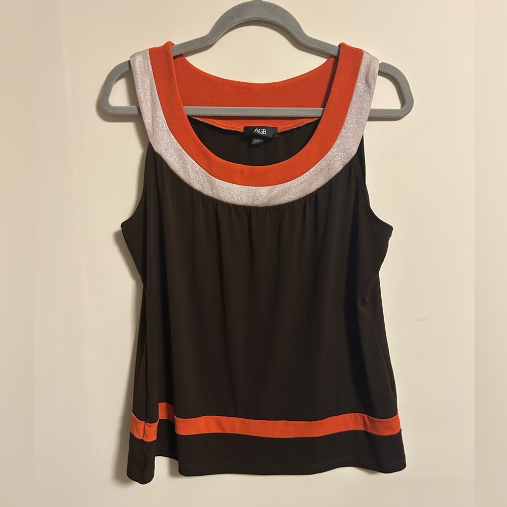 AGB Women's Chocolate Brown and Tangerine Tank Top
